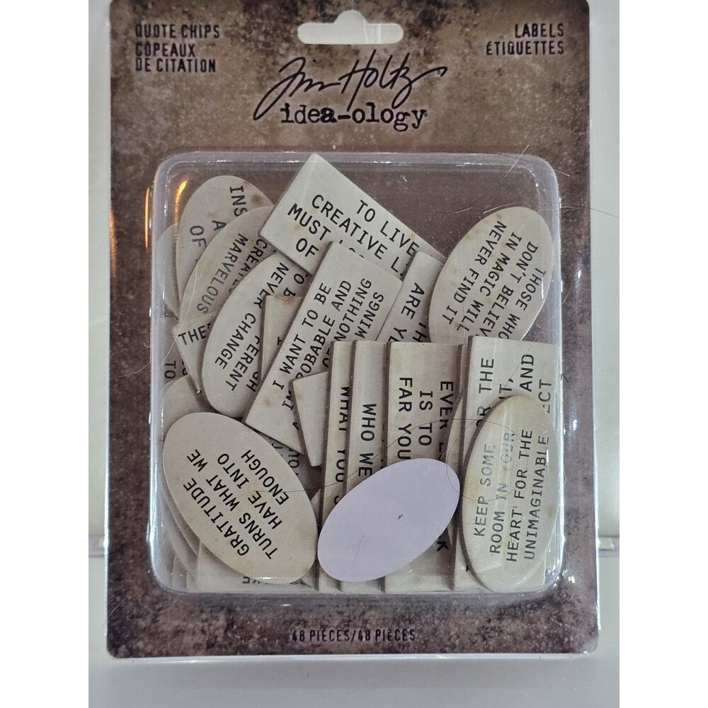 Tim Holtz Idea-ology Quote Chips Labels TH94320 48 Pieces New Sealed
